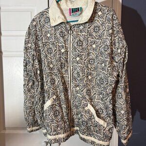 Vtg High Intensity Jacket Sz L Full Zip Windbreaker Lined Mosaic Theme